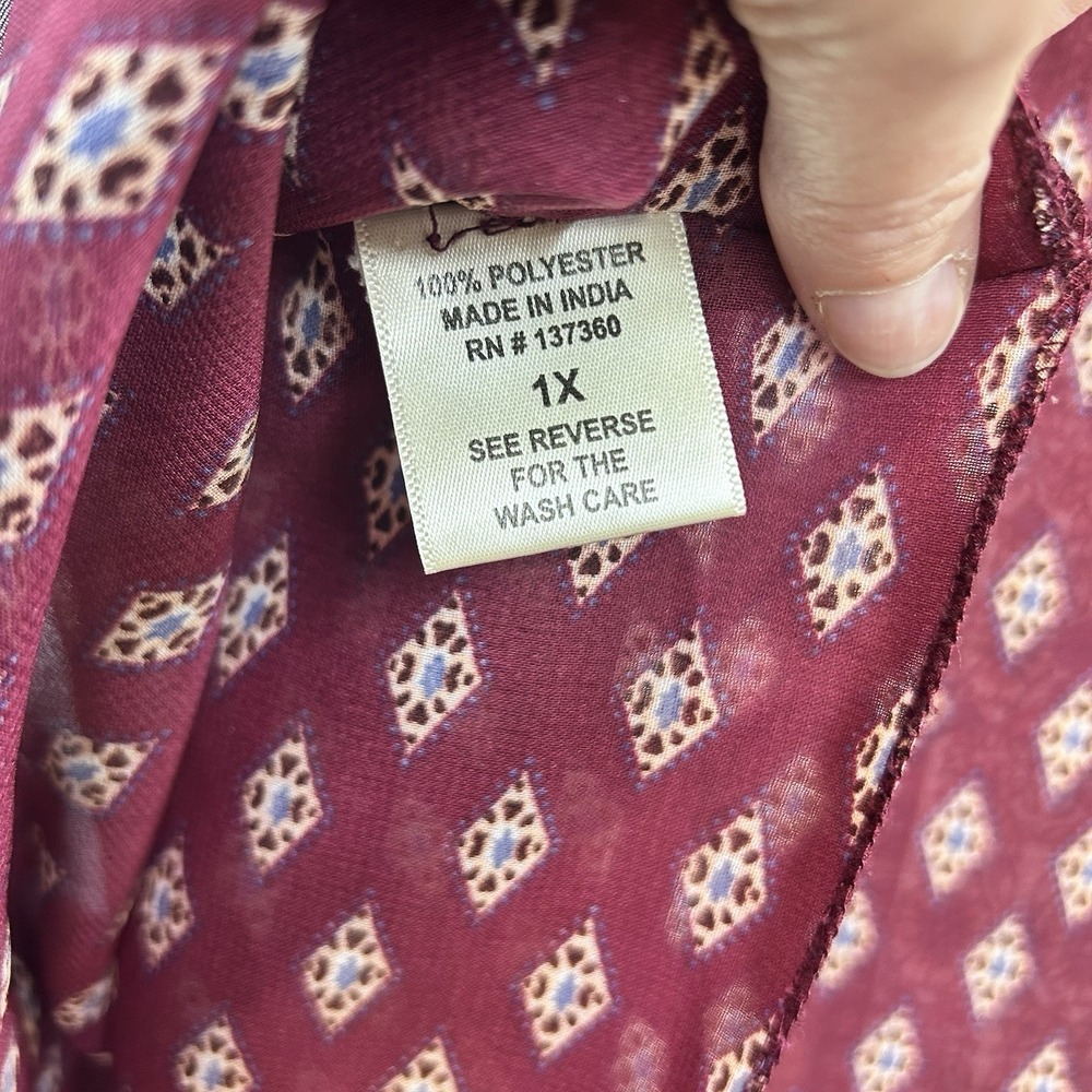 Live 4 Truth Oversized Kimono Maroon Aztec 1X - Picture 5 of 5